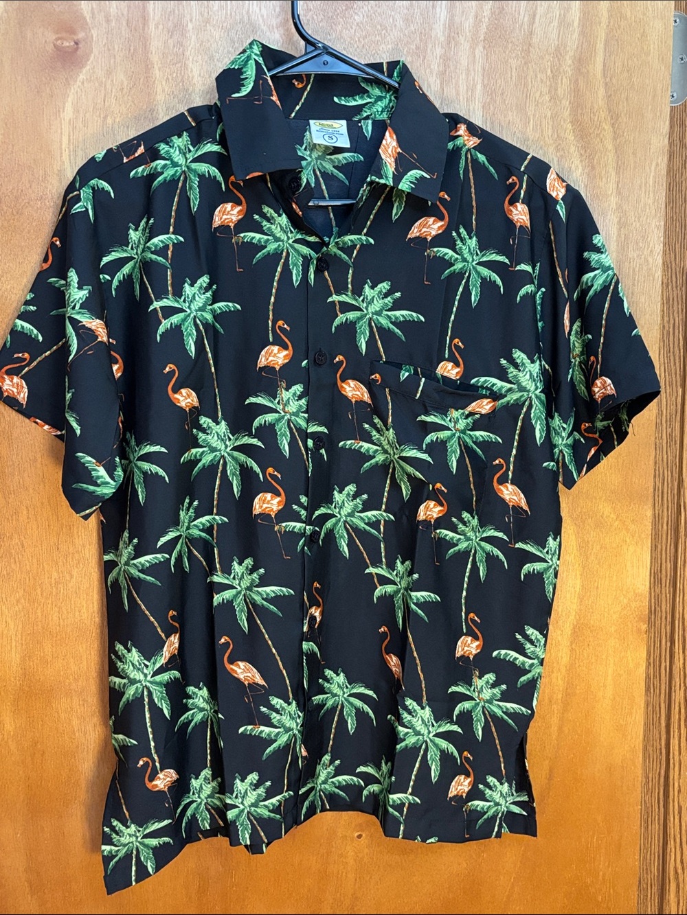 Rima Beachworld Tropical Flamingo Short-Sleeve Button-Down Casual Shirt